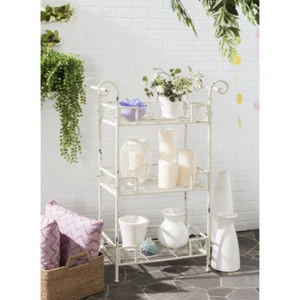 SAFAVIEH Outdoor Collection Noreen 3-Tier Shelf | Antique White | - Picture 1 of 5