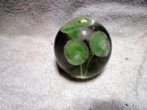 VTG Hand Blown Rough Pontil Glass Paperweight Water Lily Flower - Picture 1 of 5