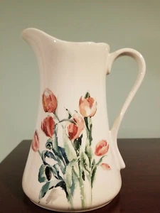 PIER 1 IMPORTS FLORAL TULIP IRONSTONE 9 1/2" WATER PITCHER NEW RETIRED - Picture 1 of 10