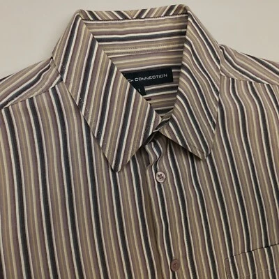 French Connection Shirt Stripe LARGE Slim Fit Multicoloured Long Sleeve Striped - Image 1 of 4