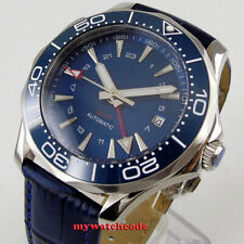 41mm bliger blue dial luminous marks GMT date Automatic movement mens wristwatch