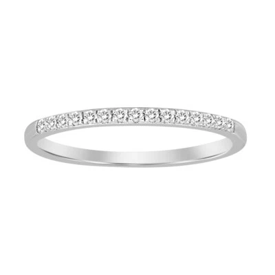 10K White Gold 1/10 ct Natural Round Diamond Ladies Wedding Band - Image 1 of 3