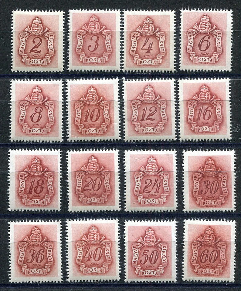 HUNGRÍA 1941 SEGUNDA GUERRA MUNDIAL MARIONETA ALEMANA FRANQUEO ESTATAL JUEGO DEBIDO J151-J166 PERFECTO MNH Foto 1 de 1