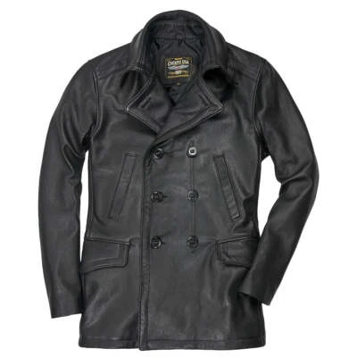 Cockpit USA Vintage Leather Naval Officers Peacoat USA MADE  Z21P019 - Image 1 of 4