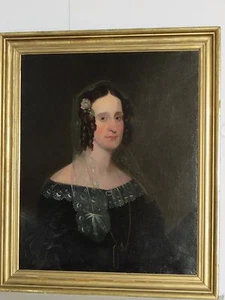 Antique Painting of A Woman, Oil on Canvas, Mid 19th C. - Picture 1 of 11