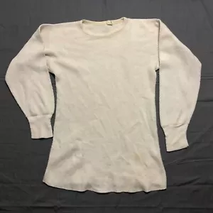 JC Penney Thermo Shirt Vintage 70er Waffelstrick unbedruckt Baumwolle USA Tall Crew - Bild 1 von 8