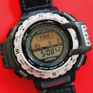 Casio Pathfinder Watch Rare Triple Sensor Trekking PRT-401 Cal 1470 Mens Vintage - Picture 1 of 8