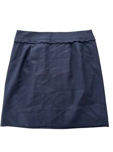J Crew Vintage Wool Blend Mini Skirt Womens Size 4 Navy Blue Ruffle Accent - Picture 1 of 9