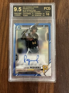 2021 Bowman Chrome Liover Peguero Blue Auto /150 FCG 9.5 Pittsburgh Pirates RC - Picture 1 of 3