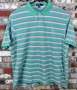 Camisa Polo Ralph Lauren Vintage Años 90 Cuello SS Rayas Verde Rojo Talla Grande 4XB - Imagen 1 de 6