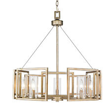 Golden Lighting Marco 5 Light Chandelier in White Gold With Clear Glass