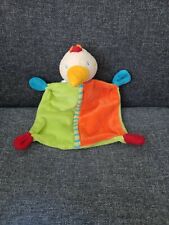 A7- Doudou plat  rouge orange bleu vert  BABY CLUBS - oiseau canard C&A
