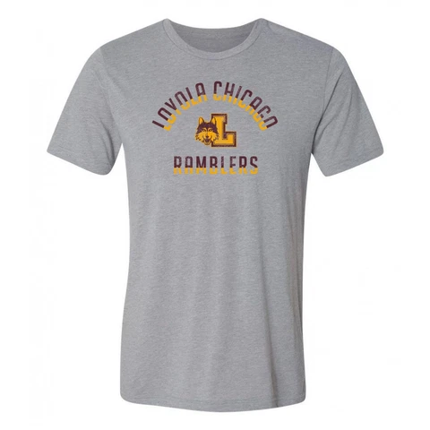 Loyola University Ramblers Division Arch Triblend T Shirt - Athletic Grey Cover