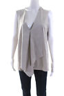 BCBG Max Azria Womens Abby Faux Suede V Neck Sleeveless Top Blouse Stone Large