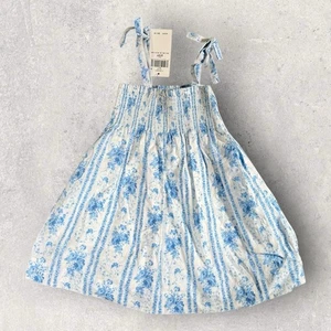 Polo Ralph Lauren Toddler 2T Little Girls Dress Smocked Floral NWT White Blue - Picture 1 of 5