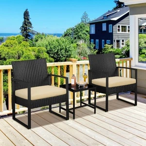 Outdoor 2 Chairs And Table With Cushions For Patio 3 Piece Set Clearance Sale - Picture 1 of 9