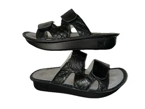 ALEGRIA BLACK LEATHER WOMEN SLIDES SIZE 41 US 9.5-10 - Picture 1 of 6