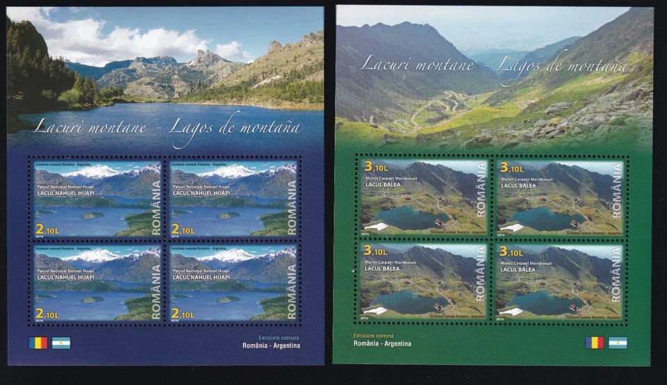 Romania – MI Block 475 & 476 / Scott 5201-5202, Mountain Lakes Sheets Unused NH - Image 1 of 1