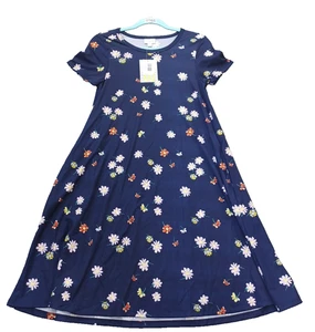 Nuevo con etiquetas Vestido Lularoe XXS Jessie con Bolsillos - Azul Oscuro con Flores (#265) - Imagen 1 de 5