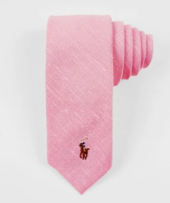 POLO Ralph Lauren Irish Linen Skinny Tie 3" Pink 57L w/ Logo - Image 1 of 4