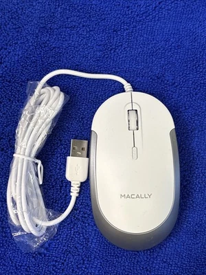 Silent USB Mouse Wired for Mac/Pc, Compact Design, Optical Sensor in White - Image 1 of 4