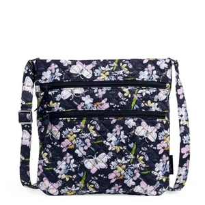 Vera Bradley Triple Zip Hipster Crossbody Purse, Bloom Boom Navy-Recycled Cotton - Picture 1 of 8