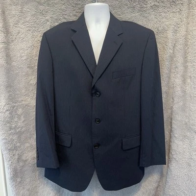 Calvin Klein Blazer Mens 42R Dark Blue Pinstripe 100% Wool Sport Coat Jacket - Image 1 of 4