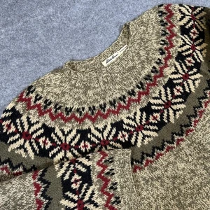 Eddie Bauer Sweater Womens Large Fair Isle Wool Blend Crewneck Pullover Winter - Picture 1 of 6
