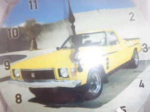 Holden HJ Sandman ute Round Wall Table Shelf Glass Clock Quarts Analogue - Picture 1 of 3