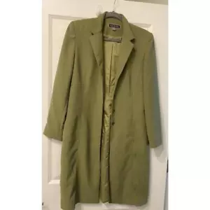 Rare Vintage Lime Green Halston Lined Collared Buttons Jacket Corpcore Sz 8 - Picture 1 of 9