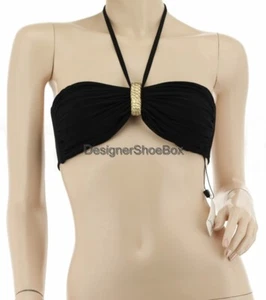 $85 LENNY Diseñador Negro Pitón Bandeau Bikini Traje de Baño Top EE. UU. L  - Imagen 1 de 4