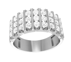 Anniversary Ring VVS1 F 1.75Ct Natural Round Diamond 14K Gold 8.20MM Channel Set - Picture 1 of 12