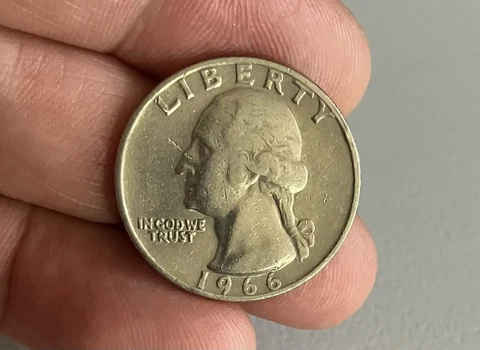 1966 Washington (Error) Quarter *No Mint Mark* Die Gouge Nose/DDO/G Condition Cover
