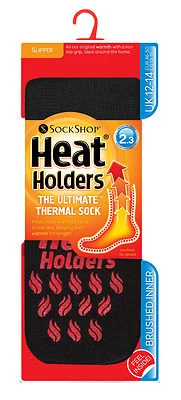 Mens BIGFOOT Black/Red Heat Holder Thermal SLIPPER Socks 12-14 UK, 13-15 USA - Image 1 of 4