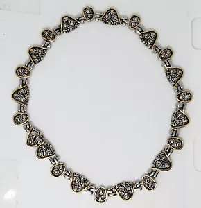 Vintage Heavy Gold & Silver Tone Scroll Hardy Dot Link Necklace Collar - Picture 1 of 5