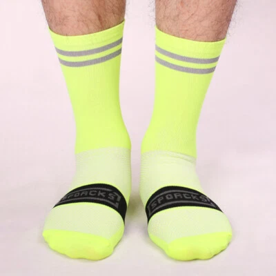 Meias de tornozelo esportivas de ciclismo reflexivas profissionais XC MTB BMX amarelas - Imagem 1 de 4