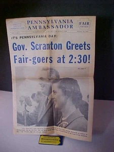 Worlds' Fair 1964 Pennsylvania Ambassador Paper + Discover New Pennsylvania Pin - Picture 1 of 7