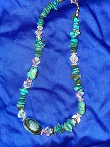 ^Turquoise NECKLACE Jewelry with some CLEAR BEADS also      pre-owned - Picture 1 of 3