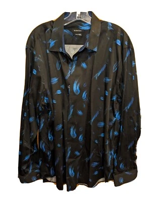 Men's BUGATCHI Black Blue Feather Shirt XL  extra large long sleeve - Image 1 of 4