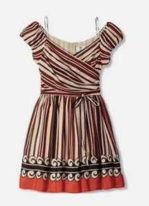 NEW ANNI SUI x TARGET OFF SHOULDER STRIPE SILK MINI DRESS SIZE SMALL - Picture 1 of 10