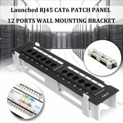 Cat6 12 Port Pro RJ45 Mini Patch Panel 110 Network w/ Surface Wall Mount Bracket - Bild 1 von 4