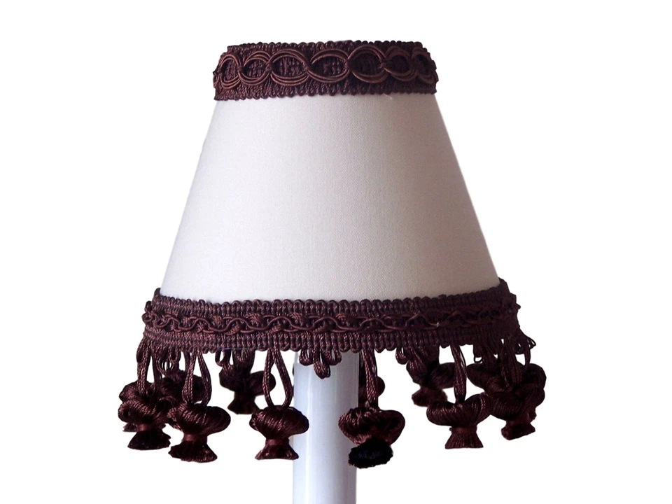 Creme com borla de chocolate acabamento lustre tons, mini abajur abajur abajur abajur abajur - Imagem 1 de 1