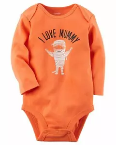 Carter's "I LOVE MY MUMMY" Orange Halloween Body Suit New Born Long Sleeve J3442 - Picture 1 of 1