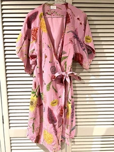 Gorgeous GORMAN “Birds & Bees” Silk Kimono Wrap Dress - size M - Picture 1 of 5