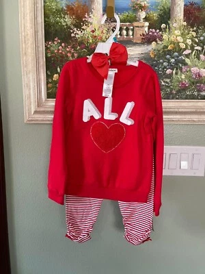 Tough skins Red  Heart Kids Girls Outfit Set Size M ~ Medium 5/6  ~ New - Image 1 of 4