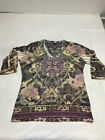 Kiara Womens Shirt Multi Color Embellished Rhinestone 3/4 Sleeve Size XXL