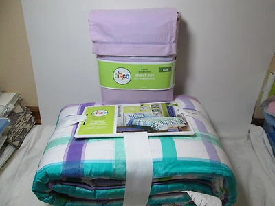 7 pcs Circo Purple Plaid Collection Full Quilt, Shams & Purple Sheet Set New - Image 1 of 4