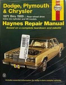 Haynes Repair Manual Dodge Plymouth& Chrsler 1971 - 1989 New Other - Wrapped - Picture 1 of 2