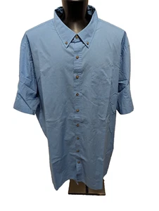 HB HARBOR BAY Size 5XLT Short Sleeve Button Front Shirt Medium Blue Cotton Blend - Picture 1 of 10