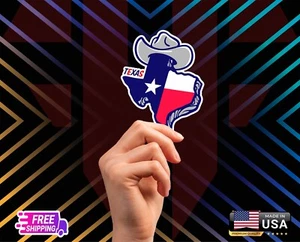 TEXAS FLAG COWBOY HAT PONCHO USA MAP STICKER DECAL VINYL TRUCK WINDOWS CAR GIFT - Picture 1 of 4